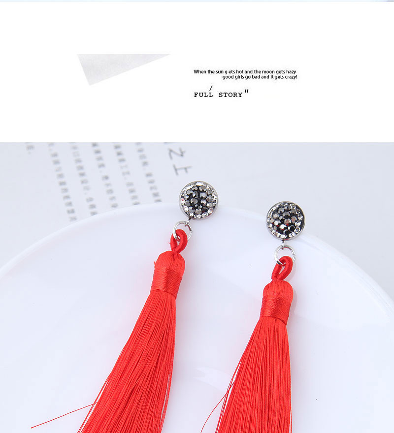 Fashoin Red Diamond Decorated Tassel Earrings,Drop Earrings