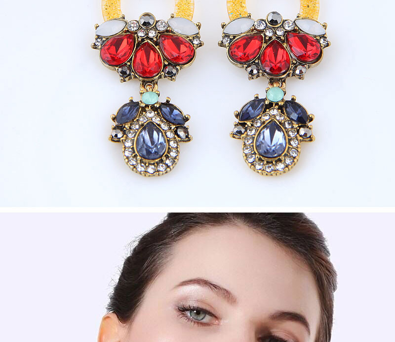 Fashoin Multi-color Water Drop Shape Decorated Earrings,Drop Earrings
