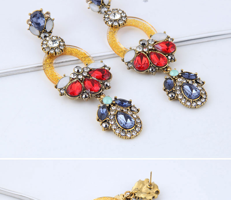 Fashoin Multi-color Water Drop Shape Decorated Earrings,Drop Earrings