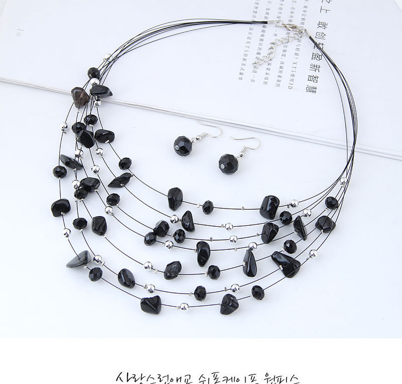 Fashoin Black Bead Decorated Multi-layer Jewelry Set,Jewelry Sets