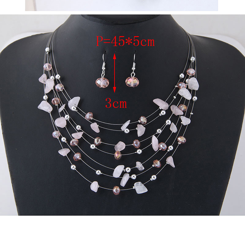 Fashoin Pink Bead Decorated Multi-layer Jewelry Set,Jewelry Sets