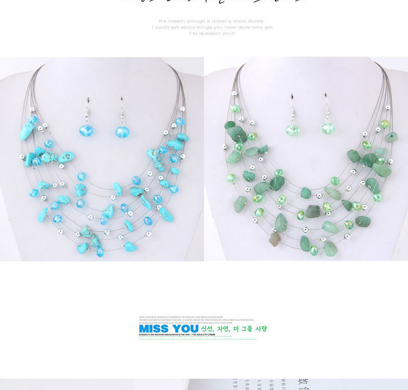 Fashoin Green Bead Decorated Multi-layer Jewelry Set,Jewelry Sets