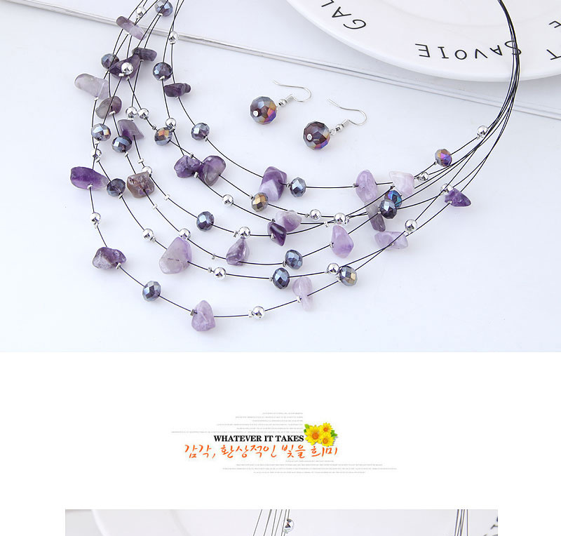 Fashoin Purple Bead Decorated Multi-layer Jewelry Set,Jewelry Sets