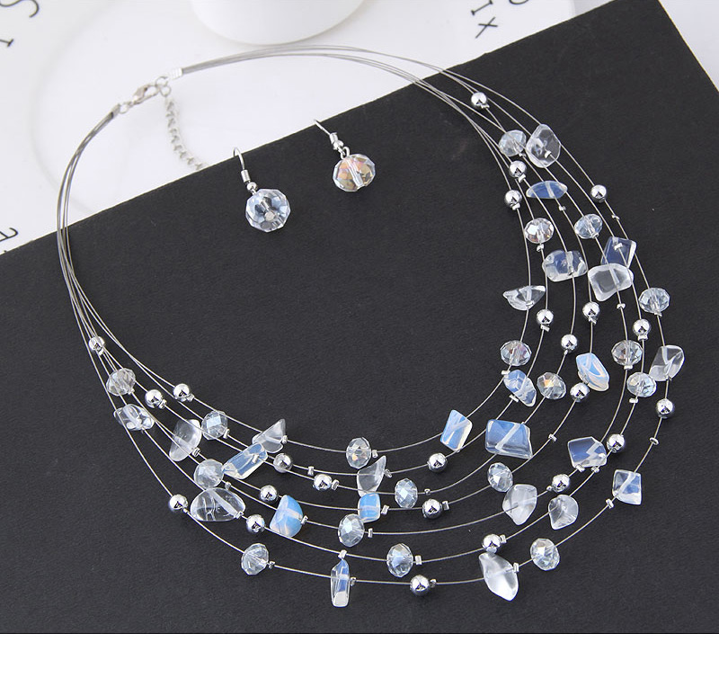 Fashoin Blue Bead Decorated Multi-layer Jewelry Set,Jewelry Sets