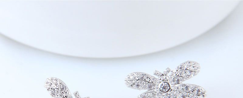 Sweet Silver Color Full Diamond Design Bee Shape Earrings,Stud Earrings