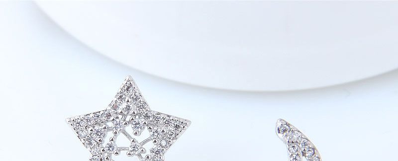 Sweet Silver Color Moon&star Shape Design Pure Color Earrings,Stud Earrings