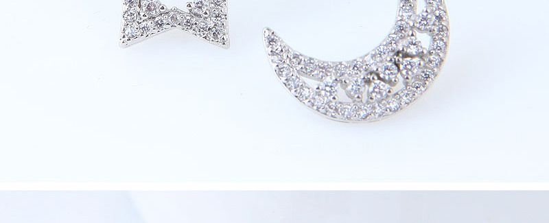 Sweet Silver Color Moon&star Shape Design Pure Color Earrings,Stud Earrings