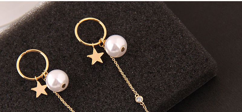 Sweet Gold Color Tassel&pearls Decorated Long Earrings,Drop Earrings