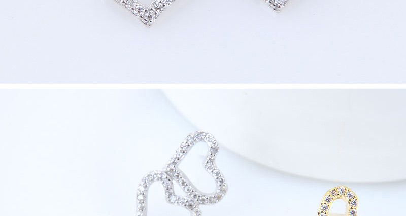 Sweet Gold Color Double Heart Shape Design Earrings,Stud Earrings