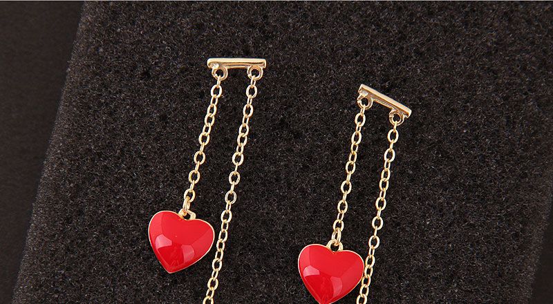 Sweet Gold Color Heart Shape Pendant Decorated Long Earrings,Drop Earrings