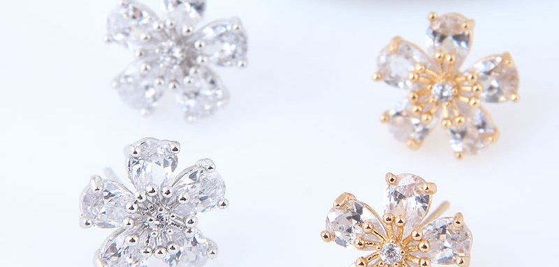 Sweet Silver Color Flower Shape Design Simple Earrings,Stud Earrings