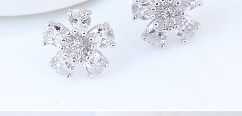 Sweet Silver Color Flower Shape Design Simple Earrings,Stud Earrings
