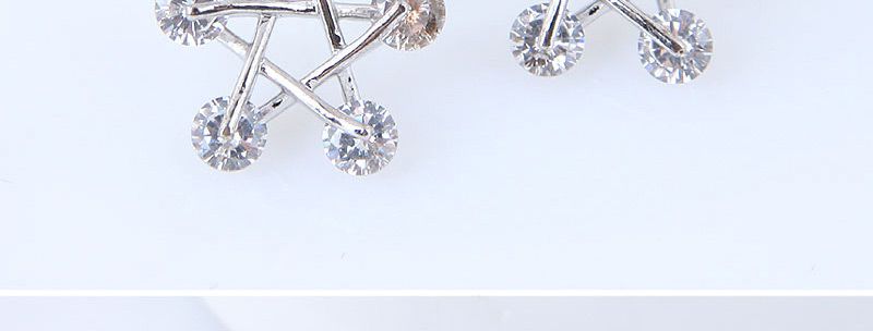 Sweet Silver Color Diamond Decorated Star Shape Earrings,Stud Earrings