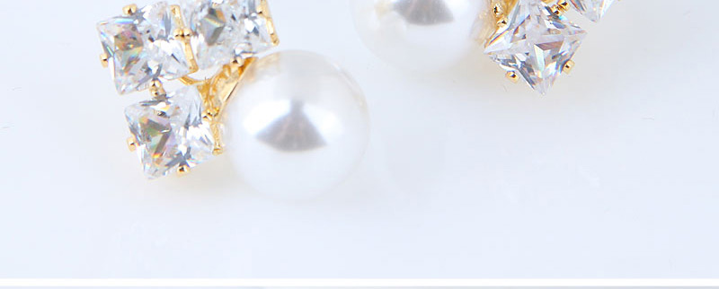 Fashion White Square Shape Decorated Earrings,Stud Earrings