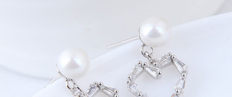 Fashion Silver Color Heart Shape Design Earrings,Drop Earrings