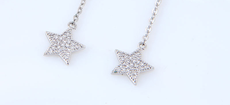 Fashion Silver Color Star Shape Decorated Tassel Earrings,Drop Earrings