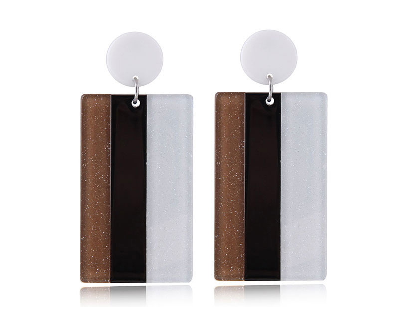 Fashion Brown+purple+white Color-matching Decorated Earrings,Drop Earrings