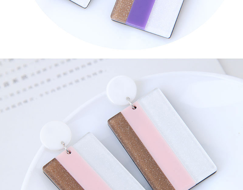 Fashion Brown+purple+white Color-matching Decorated Earrings,Drop Earrings