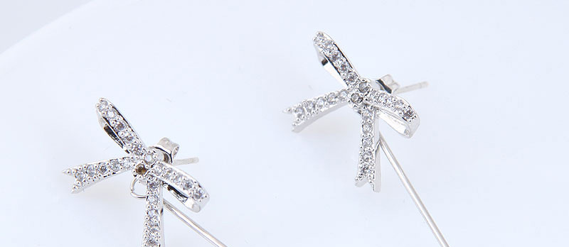 Fashion Silver Color Bowknot Shape Decorated Earrings,Drop Earrings