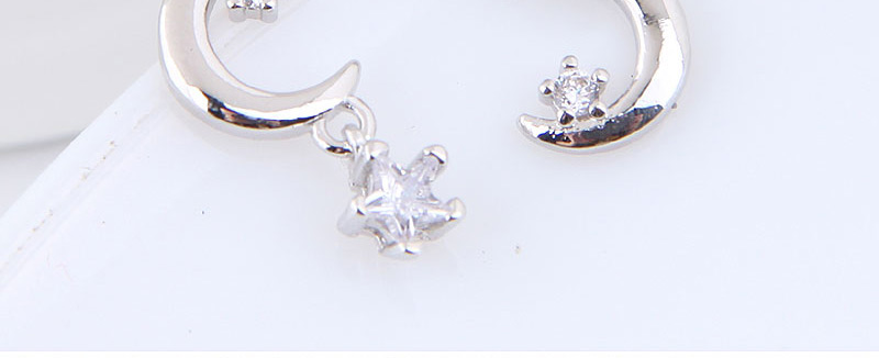Fashion Silver Color Moon&star Shape Decorated Earrings,Stud Earrings