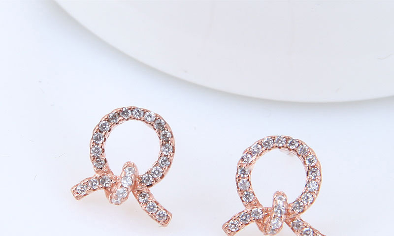 Fashion Rose Gold Full Diamond Decorated Earrings,Stud Earrings