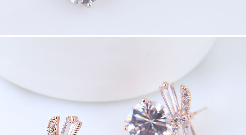 Fashion Rose Gold Bowknot Shape Decorated Earrings,Stud Earrings