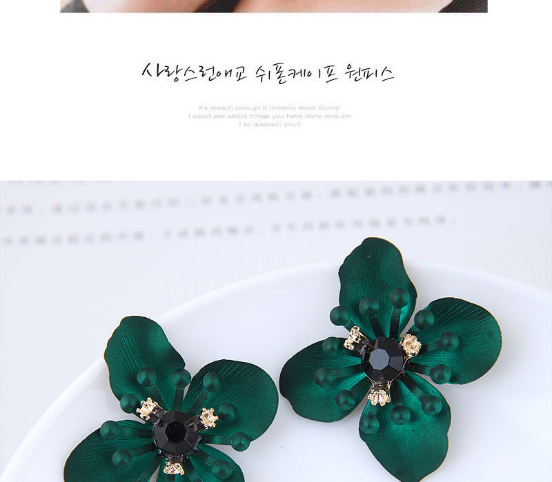 Fashion Green Flower Shape Decorated Earrings,Stud Earrings