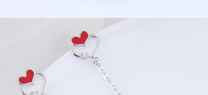 Fashion Red+silver Color Heart Shape Decorated Earrings,Drop Earrings