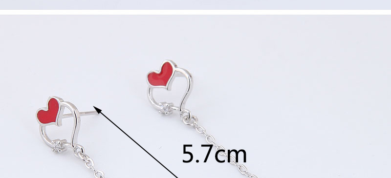 Fashion Red+silver Color Heart Shape Decorated Earrings,Drop Earrings