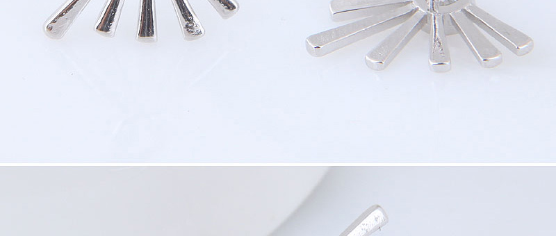 Fashion Silver Color Sector Shape Decorated Earrings,Stud Earrings