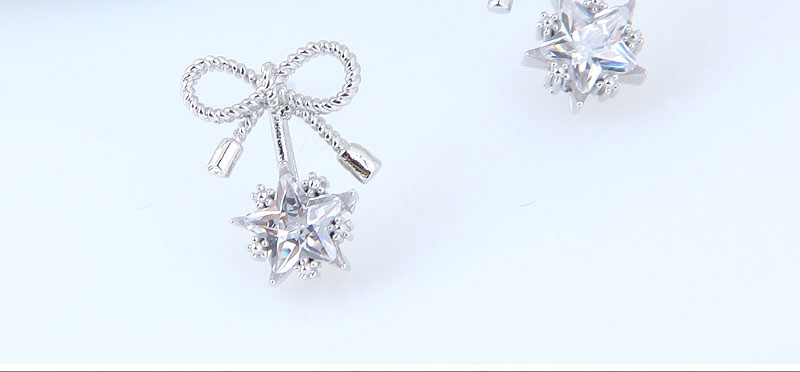 Fashion Silver Color Bowknot&star Shape Decorated Earrings,Stud Earrings