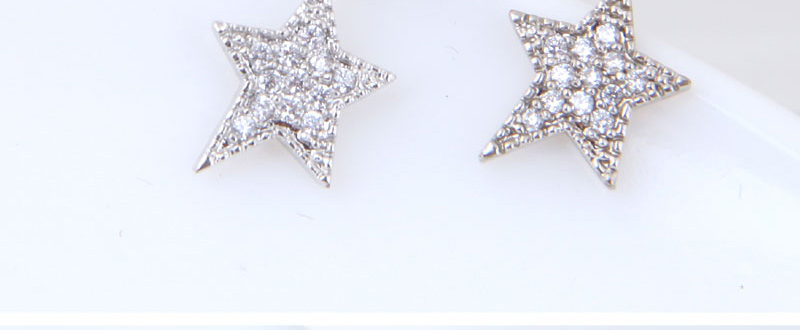 Fashion Silver Color Star Shape Decorated Earrings,Stud Earrings