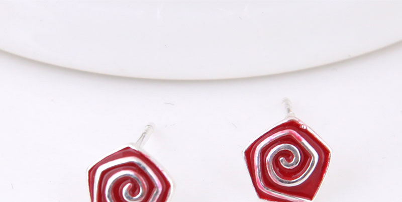 Fashion Red Geometry Shape Decorated Earrings,Stud Earrings