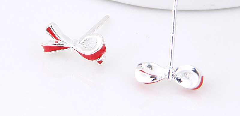 Fashion Red Bowknot Shape Decorated Earrings,Stud Earrings