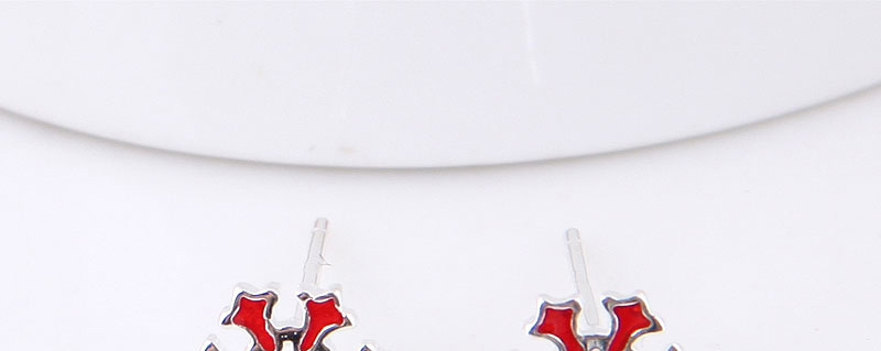 Fashion Red Snowflake Shape Decorated Earrings,Stud Earrings