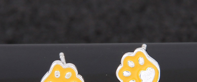 Fashion Yellow Foot Shape Decorated Earrings,Stud Earrings