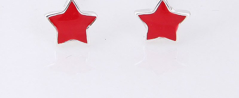 Fashion Red Star Shape Decorated Earrings,Stud Earrings