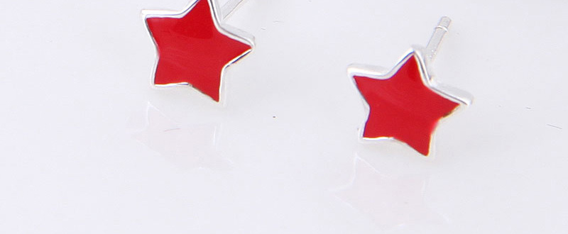 Fashion Red Star Shape Decorated Earrings,Stud Earrings