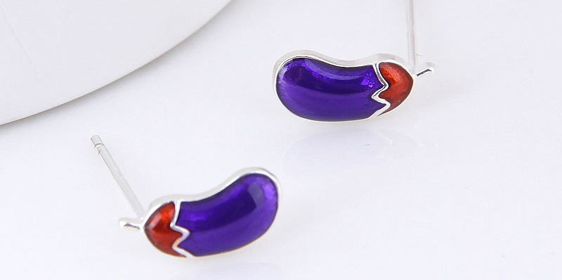 Fashion Purple Eggplant Shape Decorated Earrings,Stud Earrings