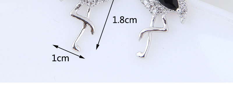 Sweet Silver Color+black Swan Shape Design Color Mathcing Earrings,Stud Earrings