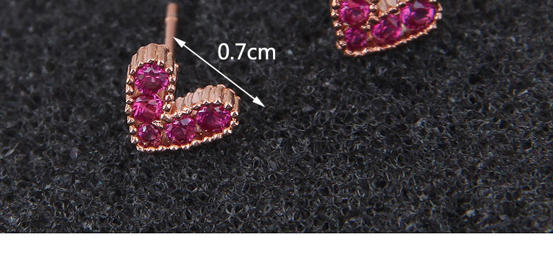 Sweet Plum Red Full Diamond Design Heart Shape Earrings,Stud Earrings