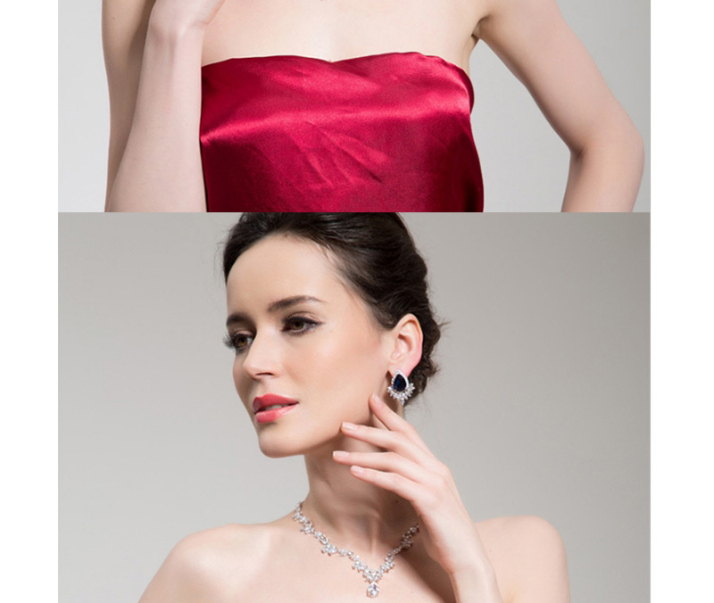 Fashion Red Water Drop Shape Diamond Decorated Earrings,Stud Earrings