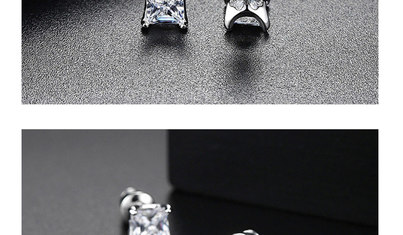 Fashion White Square Shape Diamond Decorated Earrings,Earrings
