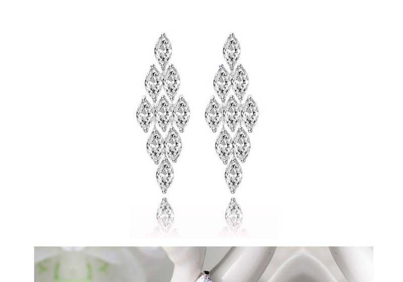 Fashion White Rhombus Shape Design Long Earrings,Drop Earrings