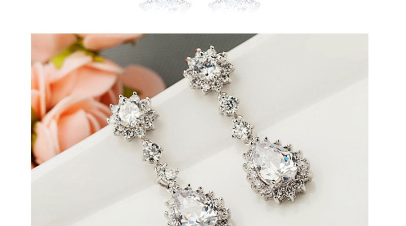 Fashion White Flower Shape Design Long Earrings,Drop Earrings