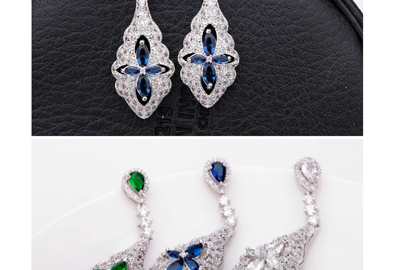 Fashion Blue Flowers Shape Design Long Earrings,Drop Earrings
