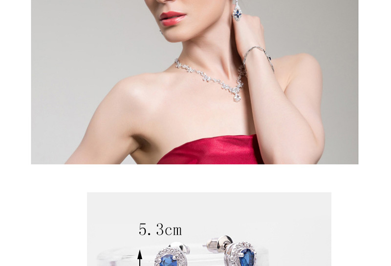 Fashion Blue Flowers Shape Design Long Earrings,Drop Earrings