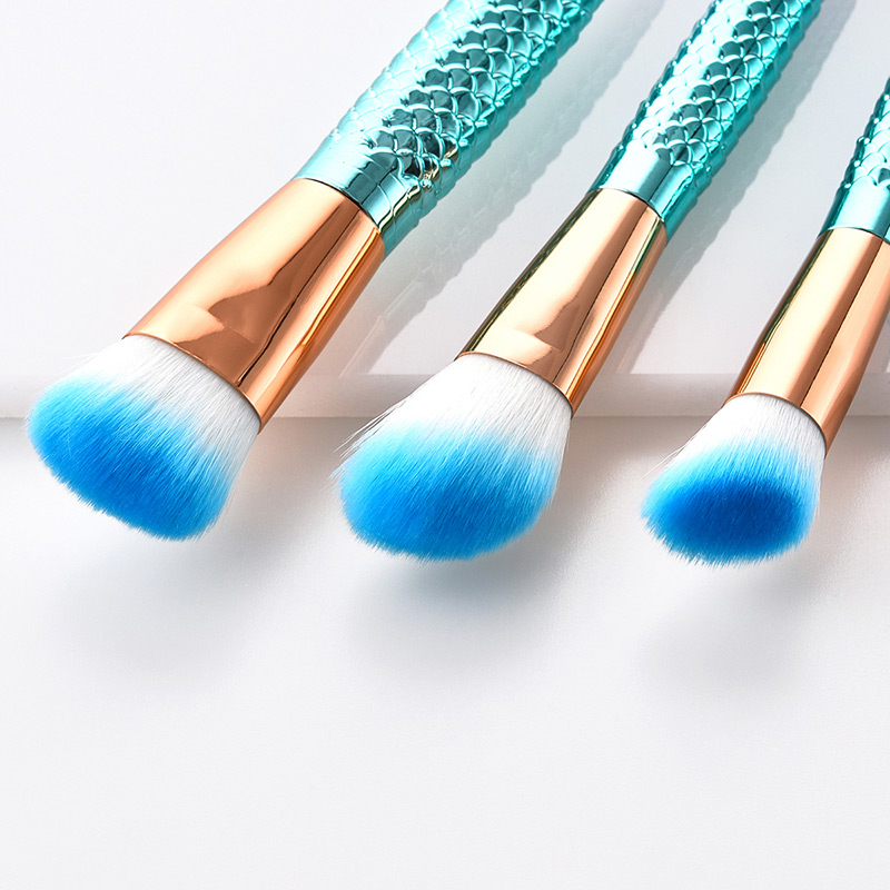 Fashion Blue+purple Hooks Shape Decorated Makeup Brush (10 Pcs ),Beauty tools