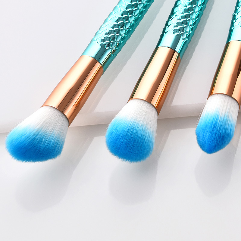Fashion Blue+green Hooks Shape Decorated Makeup Brush (10 Pcs ),Beauty tools