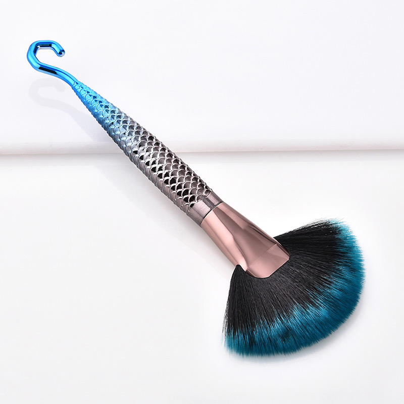 Fashion Blue+black Sector Shape Decorated Makeup Brush,Beauty tools